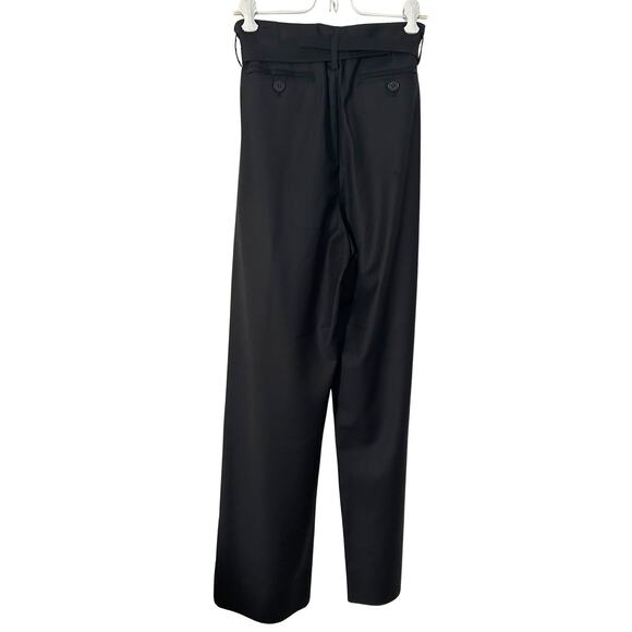 OAK NYC High Waist Wool Pleated Trousers – Black Pants w/ Belt Detail, Size M - Picture 4 of 7